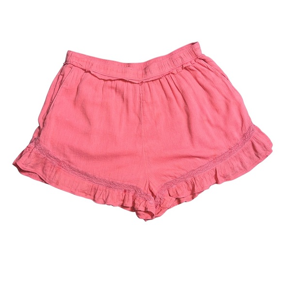 Abercrombie & Fitch Coral Ruffle Hem Shorts Med Boho Summer Festival Beachwear - Picture 2 of 5